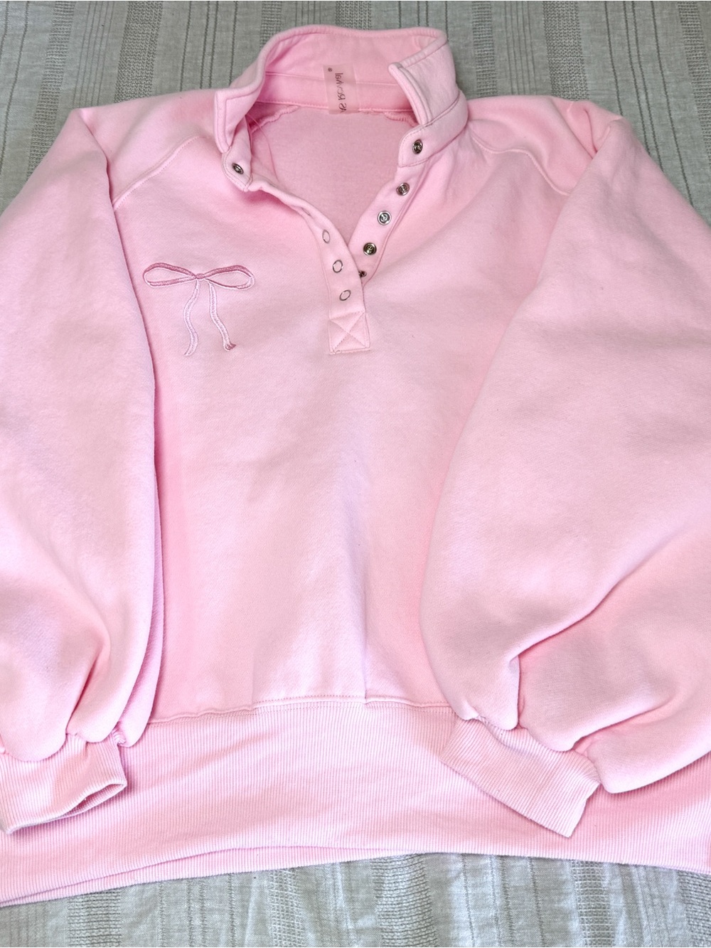 Altar’d State Pink Embroidered Bow Swearshirt